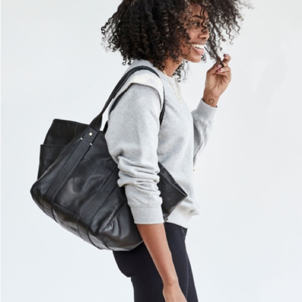 Elegant Black Leather Tote Bag